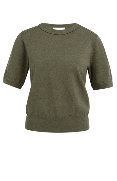 YaYa Short sleeve sweater with details ARMY GREEN MELANGE 01-000595-604