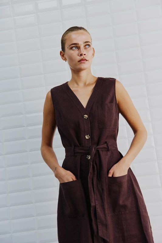 WithBlack WBLHELENA SL MIDI DRESS choco 00001672