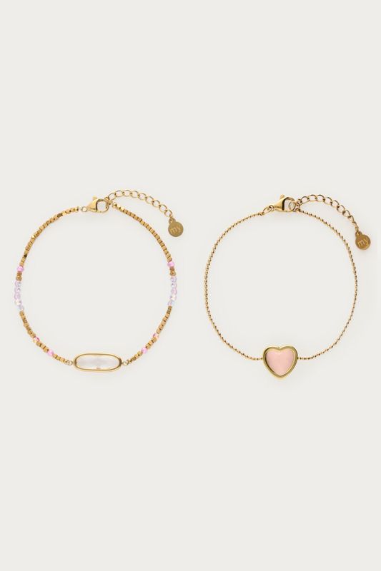 My Jewellery Armbanden set met roze hartje Gold MJ15536
