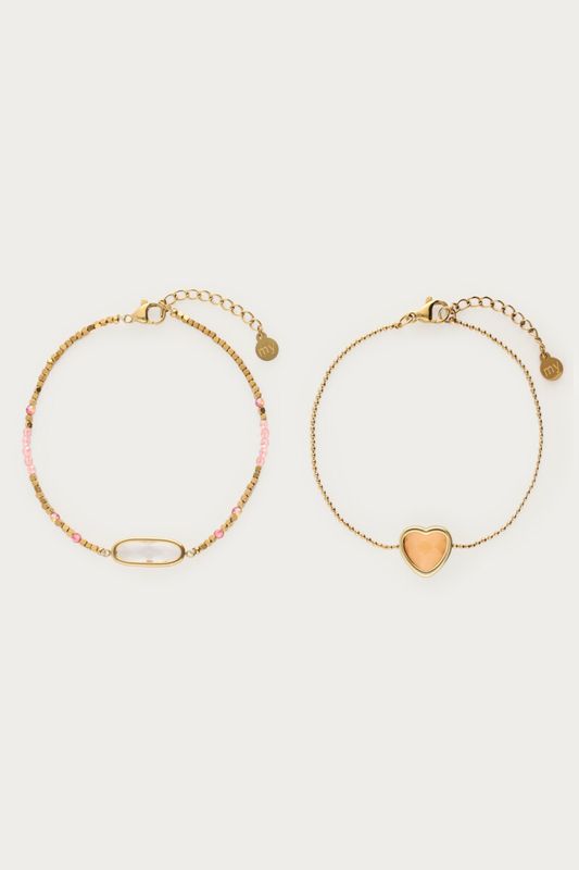 My Jewellery Armbanden set met peach hartje Gold MJ15533