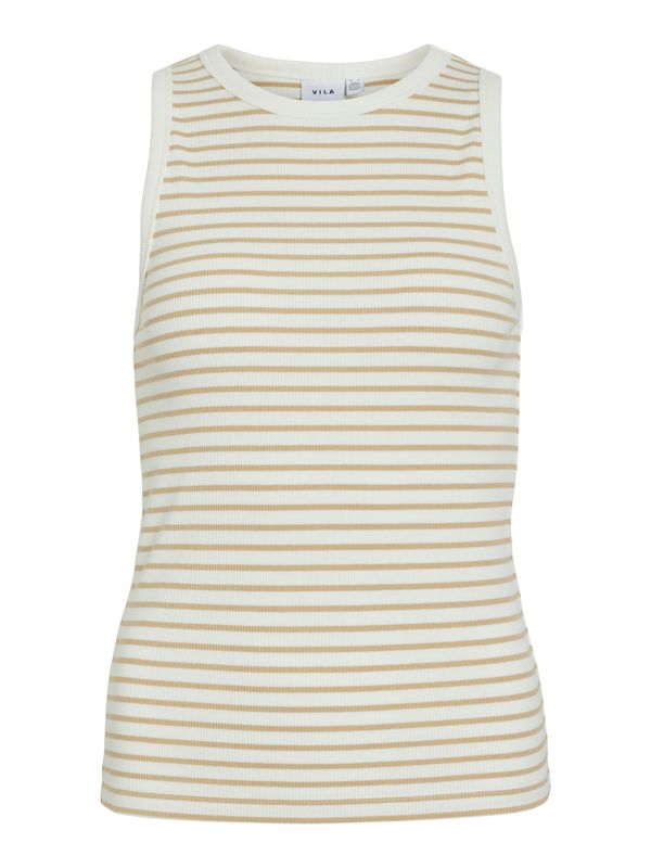 Vila VISOLA S/L TANK TOP - NOOS Travertine/SNOW WHIT 14101757