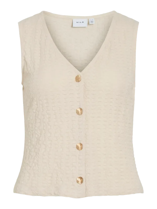 Vila VIVINSTRA V-NECK S/L VEST Birch 14115040