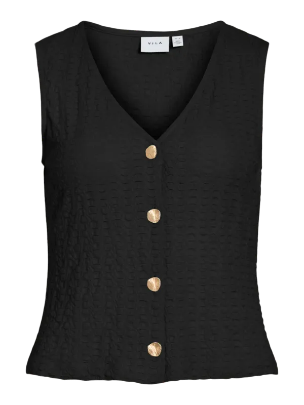 Vila VIVINSTRA V-NECK S/L VEST Black Beauty 14115040