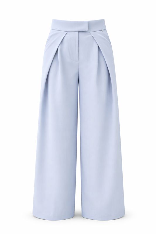 Ambika broek met plooi light blue kevser