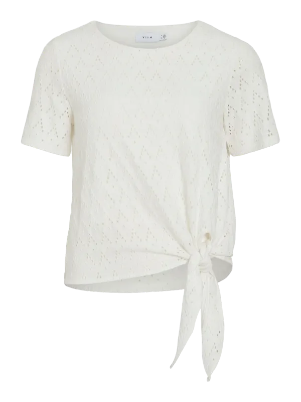 Vila VIAMALINA OPEN O-NECK S/S TOP/VOL/P: Snow White 14113647
