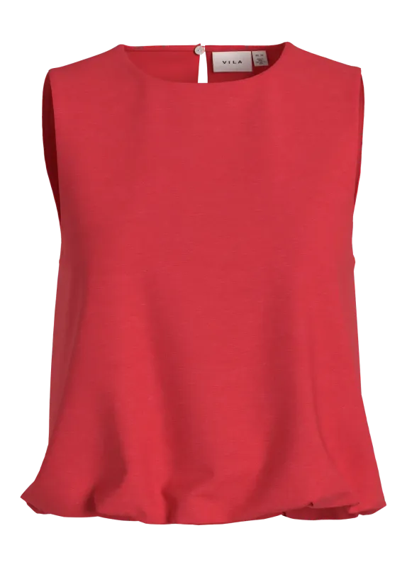Vila VIPRISILLA O-NECK S/L BALLOON TOP/V: Hibiscus 14113568