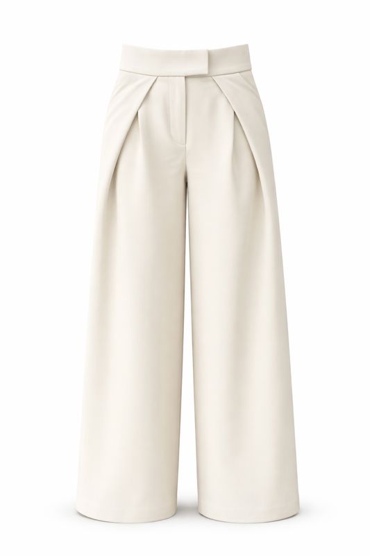 Ambika broek met plooi off white kevser