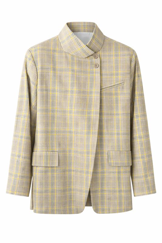 Ambika blazer ruit en kraag yellow plaid Igone-01