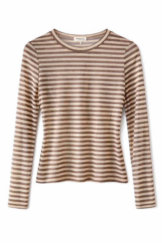 Nameless stripe mesh top Apricot 61963-1