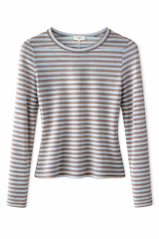 Nameless stripe mesh top blue coffee 61963-1