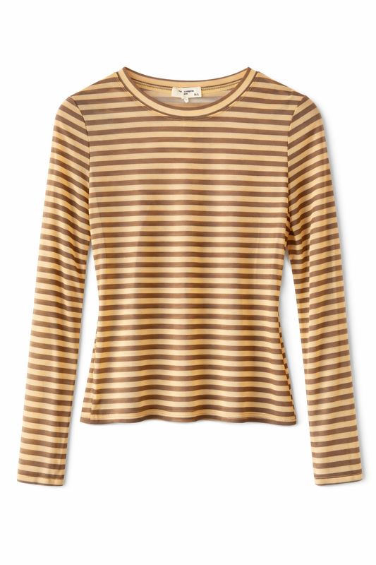 Nameless stripe mesh top yellow-coffee 61963-1