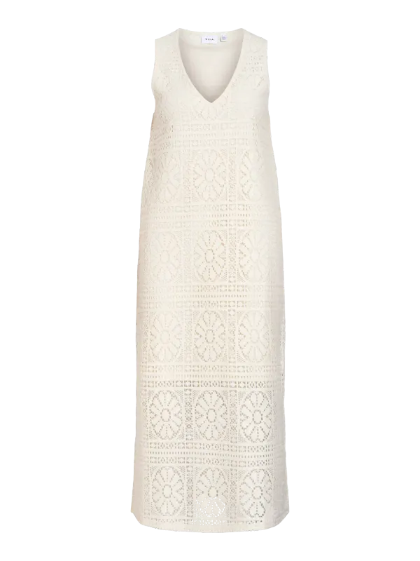 Vila VIMERINDA V-NECK S/L MIDI DRESS/VOL: Birch 14114681