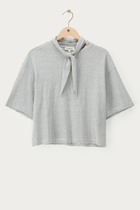 My Jewellery Wit gestreept T-shirt met sjaal White MJ16421