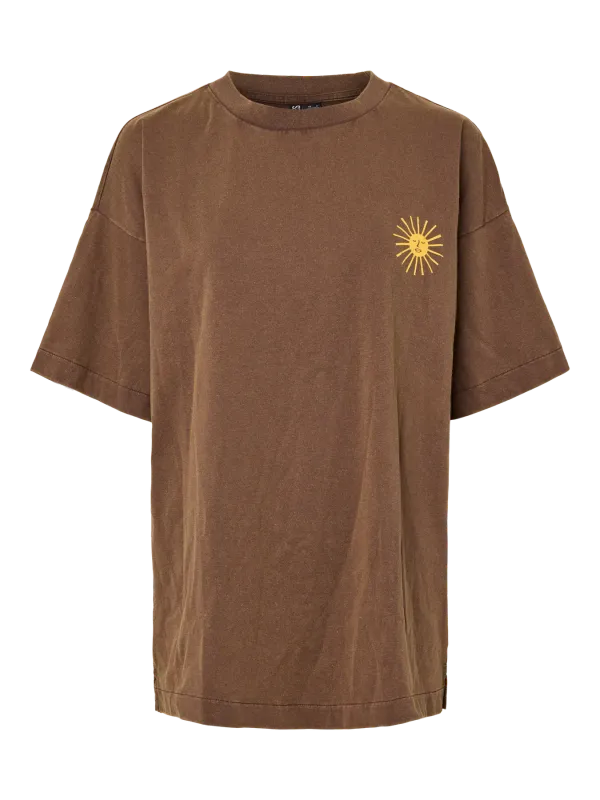 Pieces PCKISE OVERSIZED WASHED T-SHIRT JRS Deep Mahogany/TROPIC 17163074