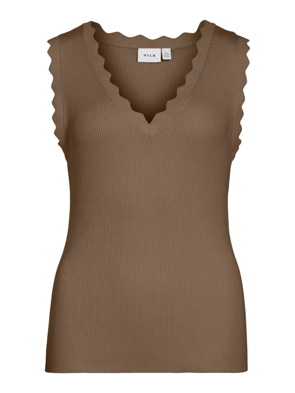 Vila VISISI V-NECK S/L RIB KNIT TOP Cub 14115371