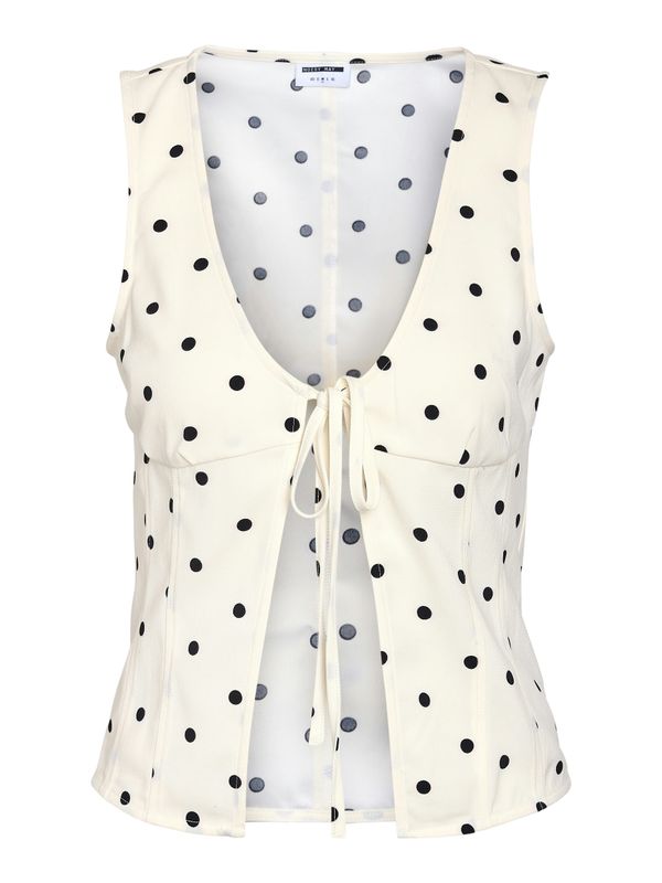 Noisy May NMSOPHIE S/L TOP WVN Cloud Dancer/BLACK 27037359