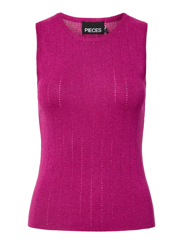 Pieces PCSALIMA SL O-NECK KNIT TOP MSA Festival Fuchsia/DTM 17156391