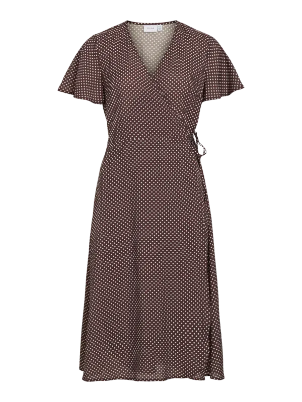 Vila VIKALIA S/S WRAP DRESS RO Shaved Chocolate/WHI 14116813