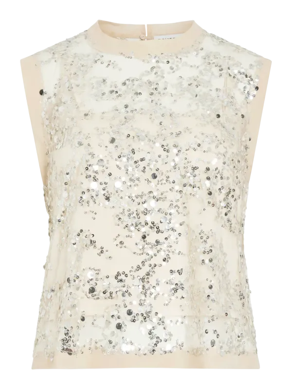 Rouge ROULEONA S/L O-NECK TOP Silver/Sequins 14114662