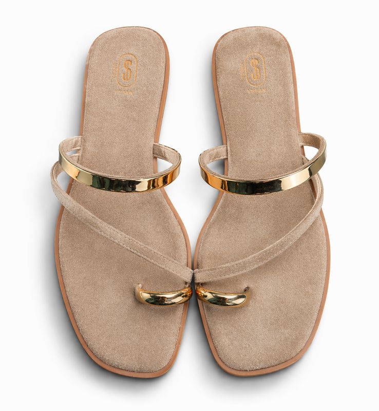 Shoecolate slipper met bandje taupe 1.16.77.060.02