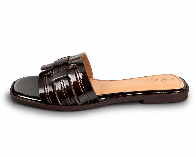 Shoecolate slipper met gesp dark brown 1.16.77.059.01