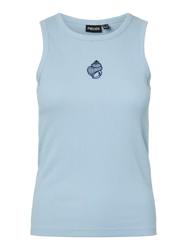 Pieces PCMAY EMBROIDERY BOXER TANK TOP JRS: Cashmere Blue/Mussel 17159759