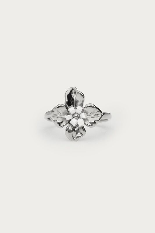 My Jewellery Ring flower white beads Silver MJ16062