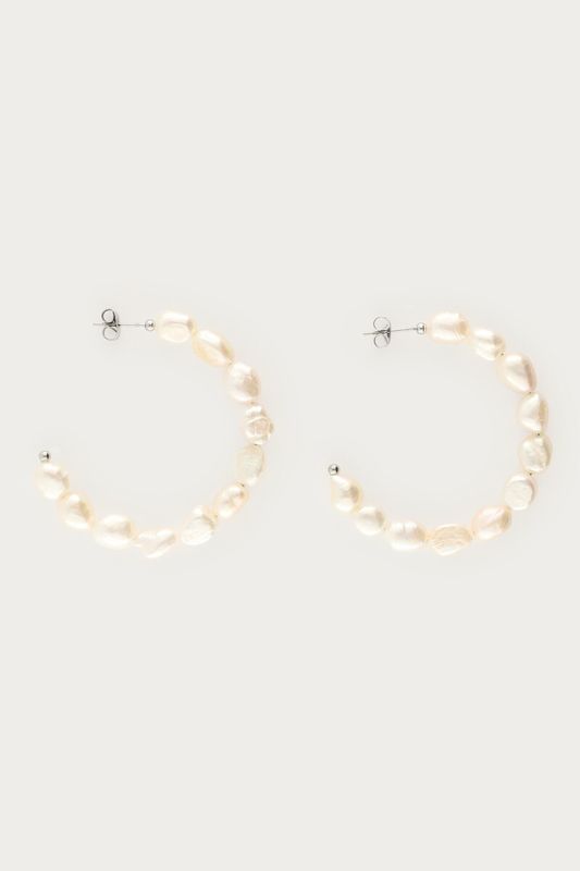 My Jewellery Earring hoop pearls round Silver MJ16050