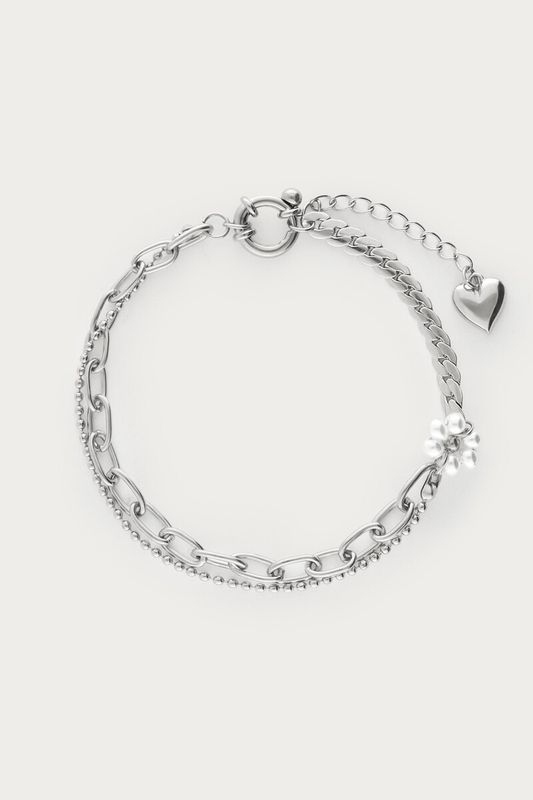 My Jewellery Bracelet flower imitation pearl Silver MJ16017