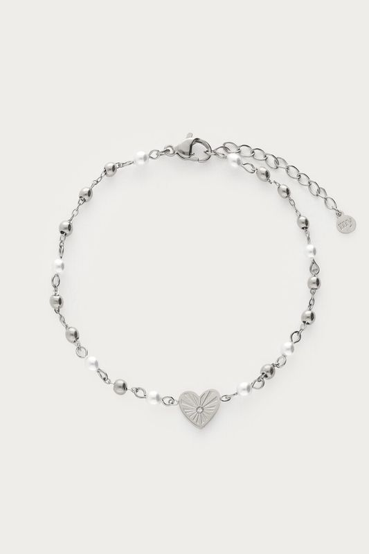 My Jewellery Bracelet fine heart imitation pearl Silver MJ16022