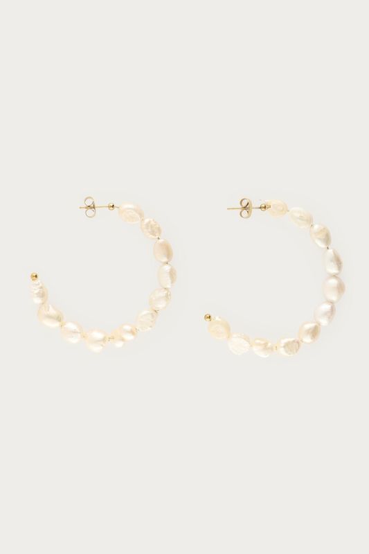 My Jewellery Earring hoop pearls round Gold MJ16050