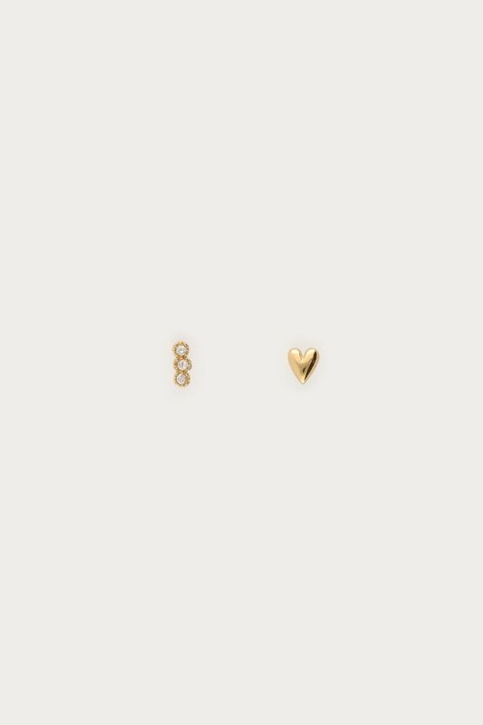 My Jewellery Piercing set strass and heart Gold MJ16039