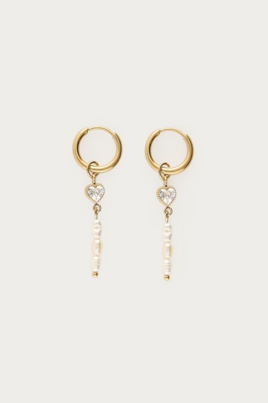 My Jewellery Earring hoops strass heart hanger p Gold MJ16044