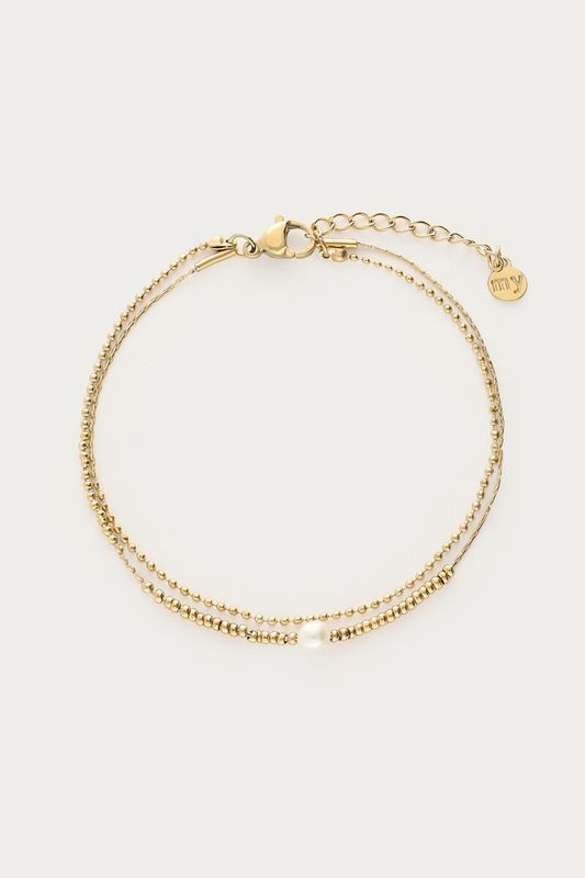 My Jewellery Bracelet dubble fine pearl Gold MJ16016