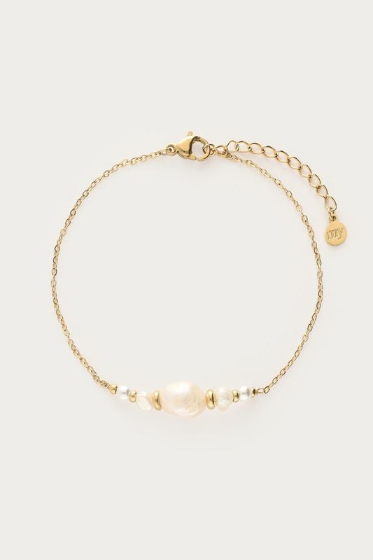 My Jewellery Bracelet 5 pearls and beads Gold MJ16020