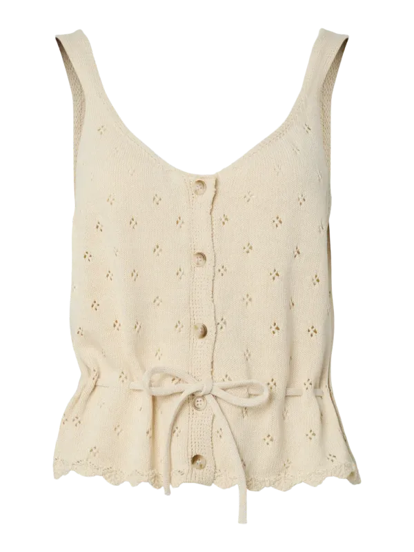 Pieces PCPUKA SL U-NECK KNIT TOP BC Birch 17165136