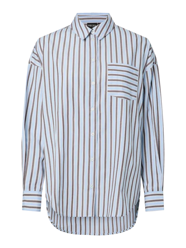 Pieces PCPALMER LS SHIRT W. POCKET WVN BC Cashmere Blue/CloudD 17165590