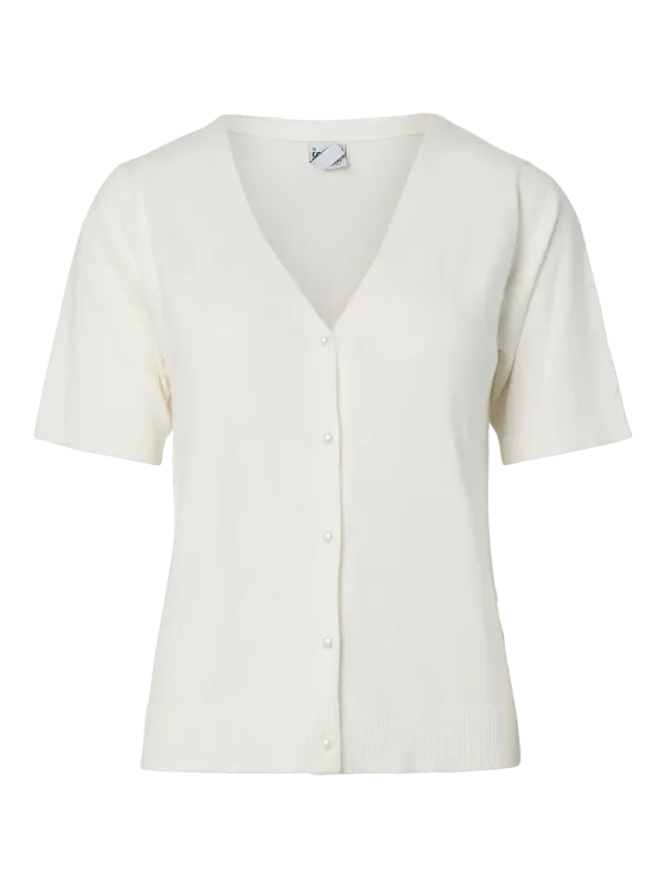 Pieces PCNORA SS V-NECK KNIT CARDIGAN BC Cloud Dancer 17165507