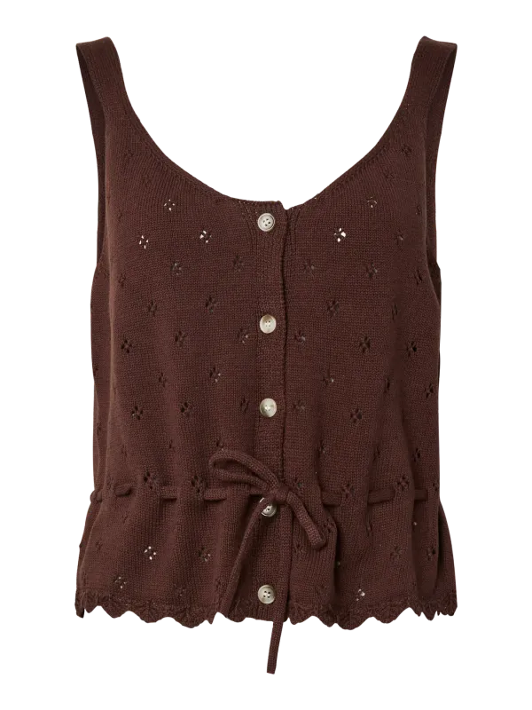Pieces PCPUKA SL U-NECK KNIT TOP BC Chicory Coffee 17165136