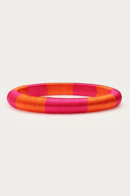 My Jewellery Roze gestreepte smalle bangle van garen Pink MJ15908