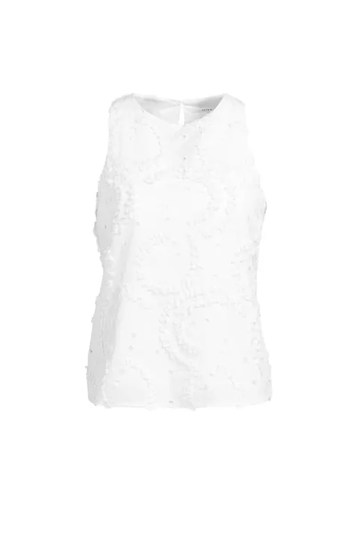 YaYa Embroidered sleeveless top SNOWFADE WHITE 01-701397-604