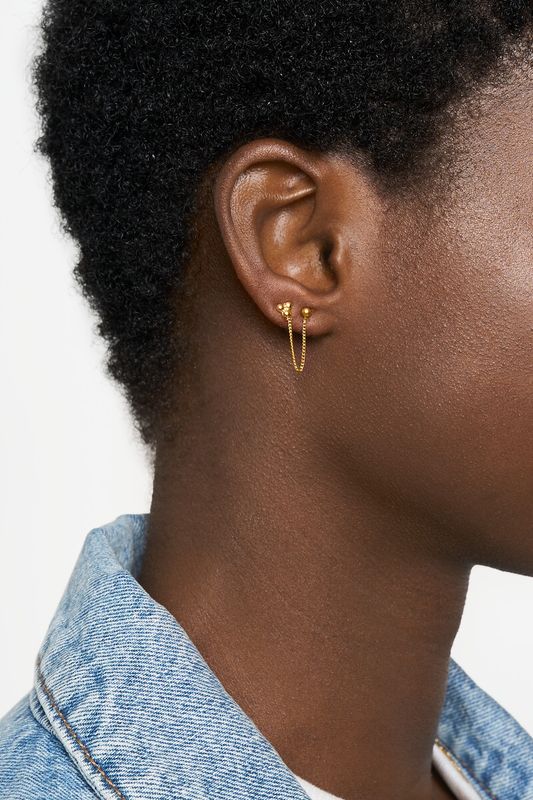 My Jewellery Earstud single 3 dots and dot chain Gold MJ14851