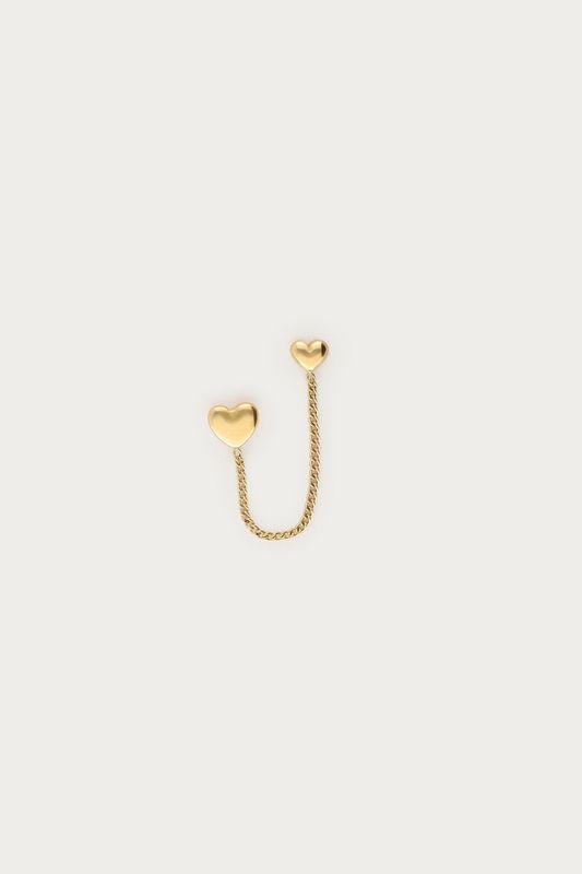 My Jewellery Earstud single heart and heart chai Gold MJ14852