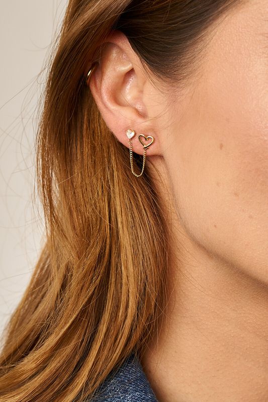 My Jewellery Earstud single open heart and heart Gold MJ14853