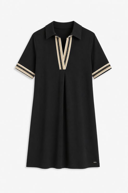Ambika Jurk Doreen korte mouw stripe black TA-Doreen