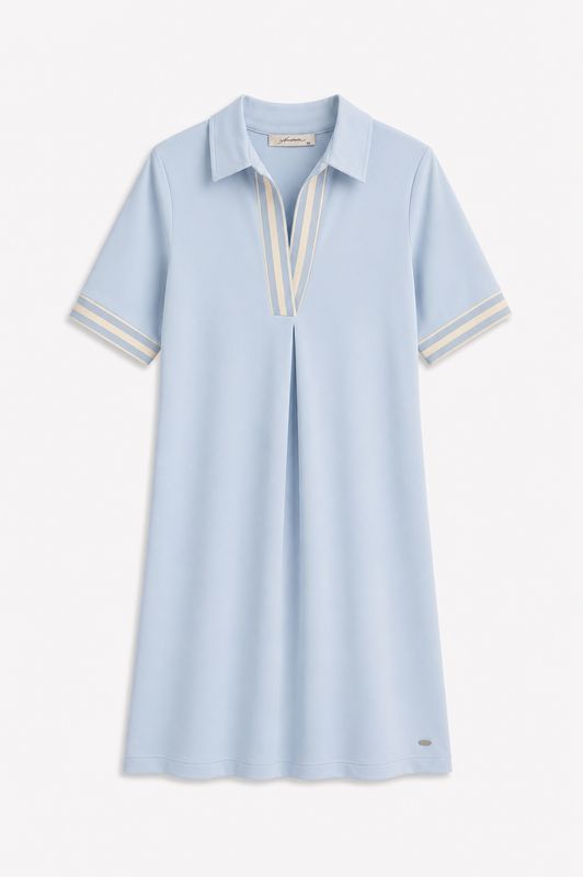 Ambika Jurk Doreen korte mouw stripe light blue TA-Doreen