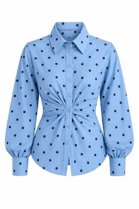 Ambika Blouse Getailleerd Sky Blue Amerie-Polkadot