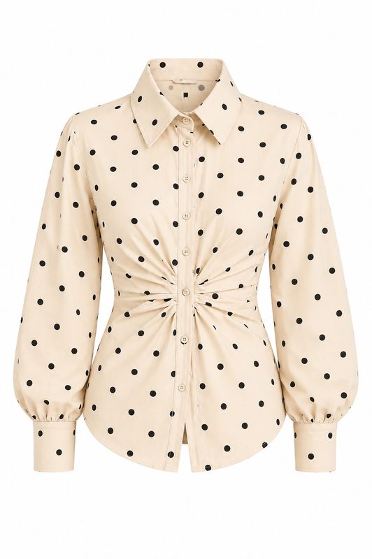 Ambika Blouse Getailleerd Apricot Amerie-Polkadot