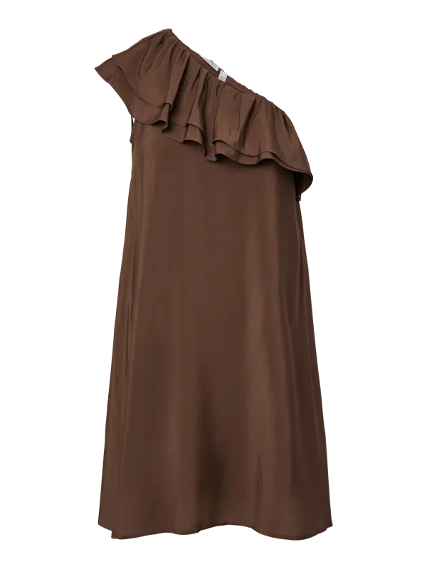 Pieces PCPENELOPE ONE-SHOULDER DRESS WVN Chicory Coffee 17165404