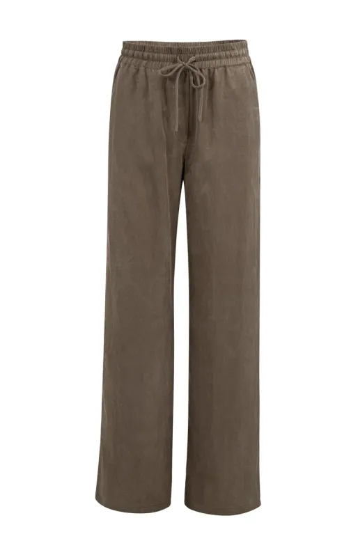 YaYa Woven wide leg trousers WASHED BROWN 01-301261-605